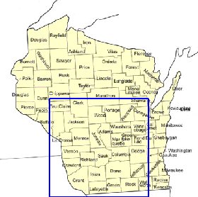 Administratives carte de Wisconsin