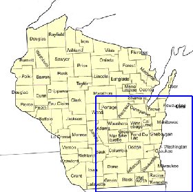 Administratives carte de Wisconsin