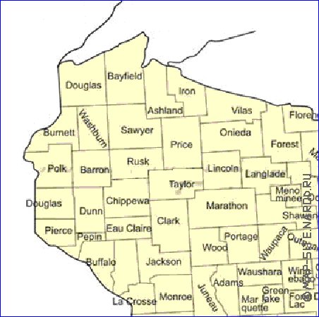Administratives carte de Wisconsin