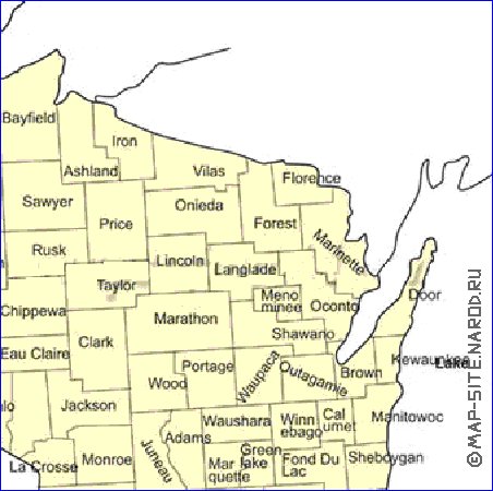 Administrativa mapa de Wisconsin