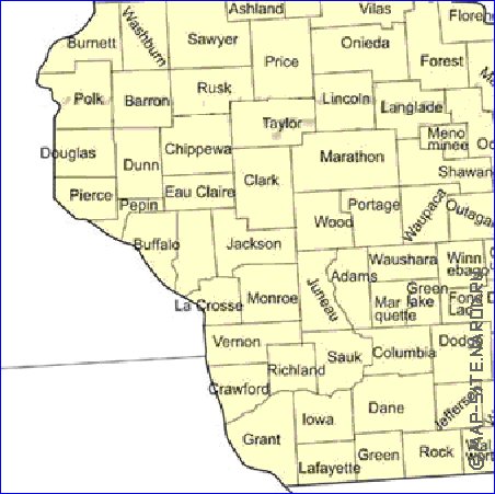 Administrativa mapa de Wisconsin