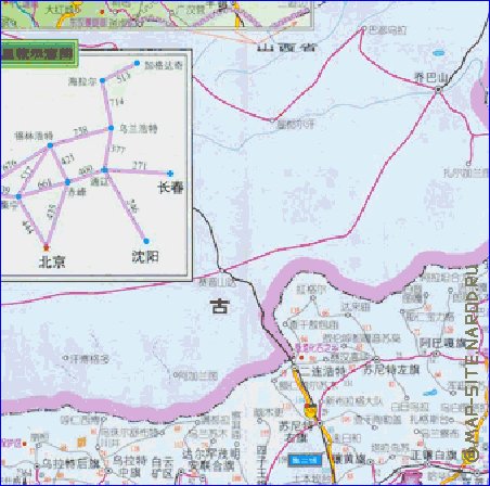 carte de Mongolie-Interieure en langue chinoise