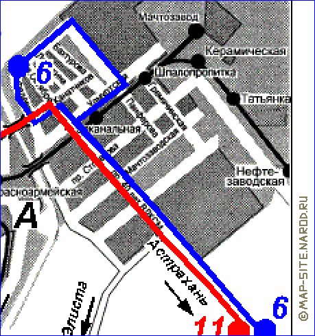 Transporte mapa de Volgogrado