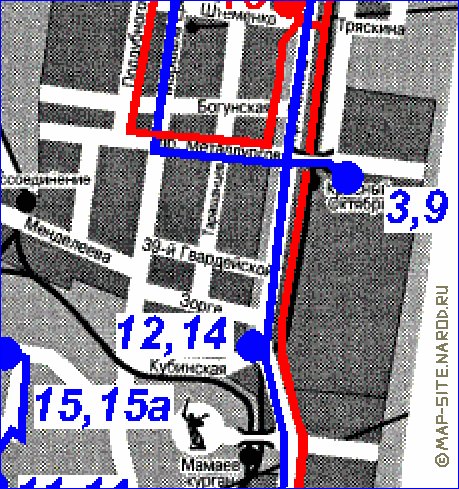 Transport carte de Volgograd