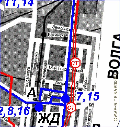 Transporte mapa de Volgogrado