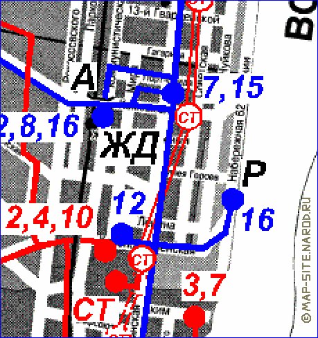 Transporte mapa de Volgogrado