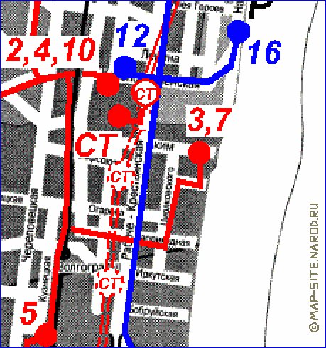 Transporte mapa de Volgogrado