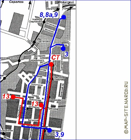 Transport carte de Volgograd