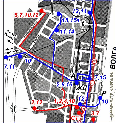 Transport carte de Volgograd