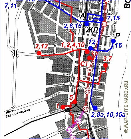 Transporte mapa de Volgogrado