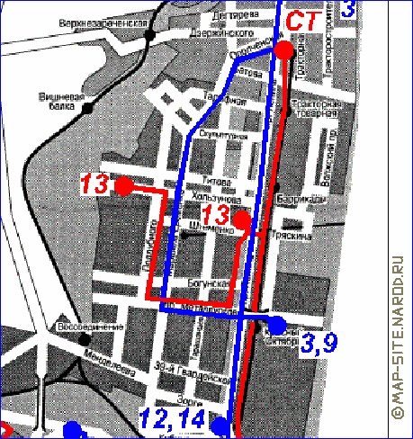 Transport carte de Volgograd