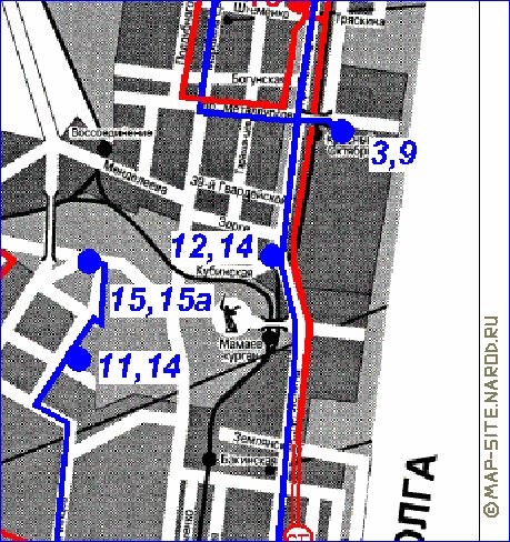 Transport carte de Volgograd