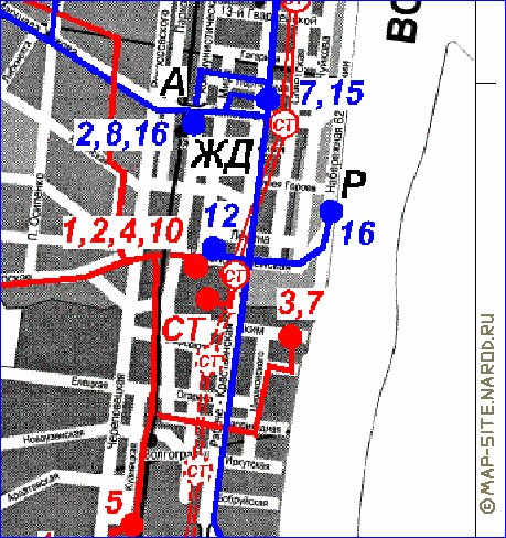 Transporte mapa de Volgogrado