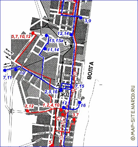 Transport carte de Volgograd