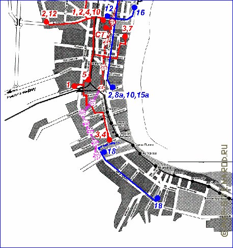 Transporte mapa de Volgogrado