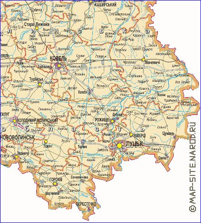 carte de Oblast de Volhynie