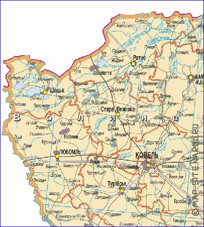 carte de Oblast de Volhynie