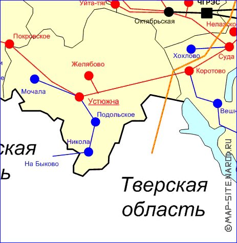 carte de Oblast de Vologda