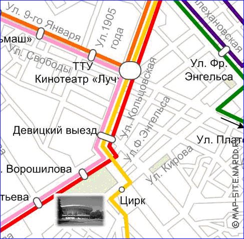 Transporte mapa de Voronej