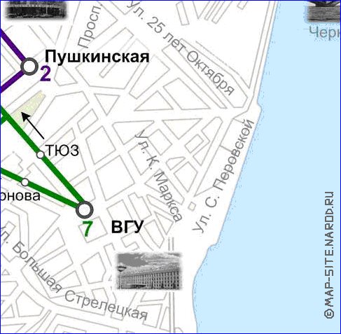 Transporte mapa de Voronej