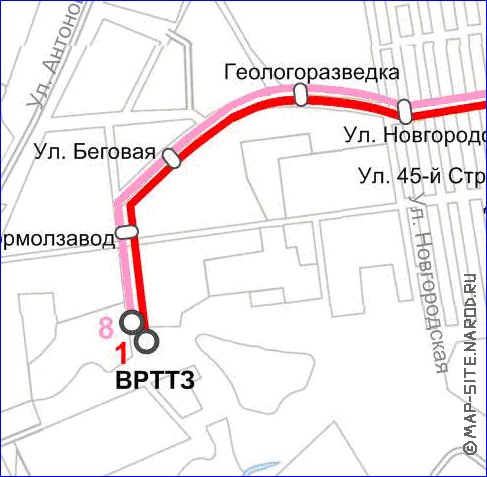 Transporte mapa de Voronej