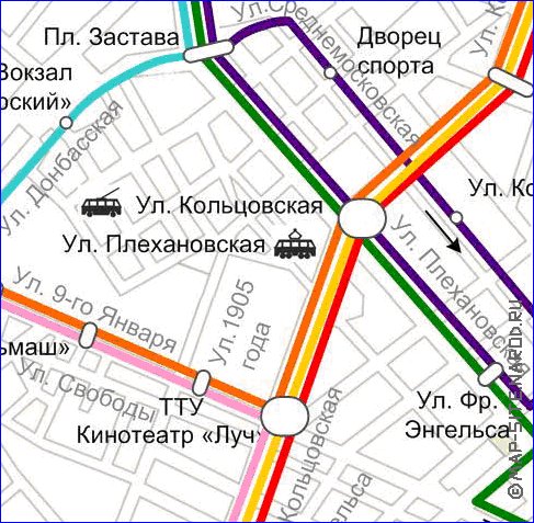 Transporte mapa de Voronej