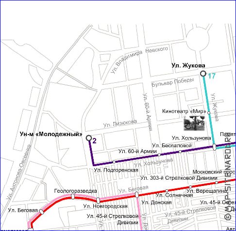 Transporte mapa de Voronej