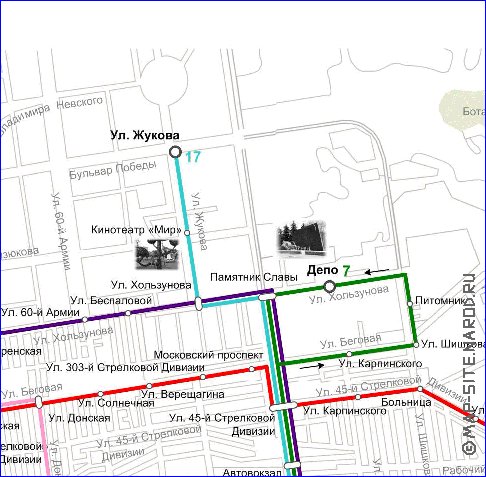 Transporte mapa de Voronej