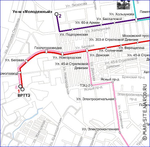 Transporte mapa de Voronej