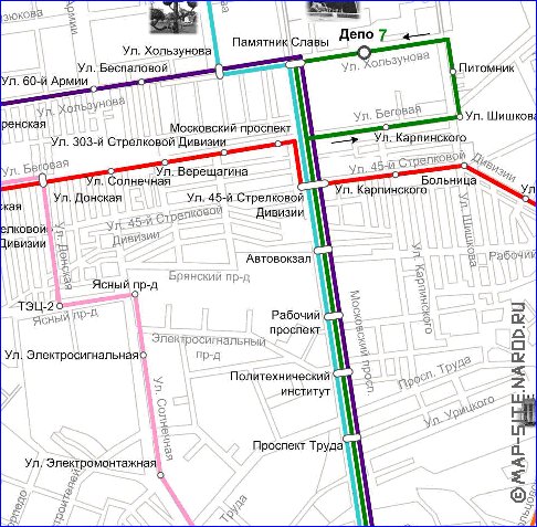 Transporte mapa de Voronej