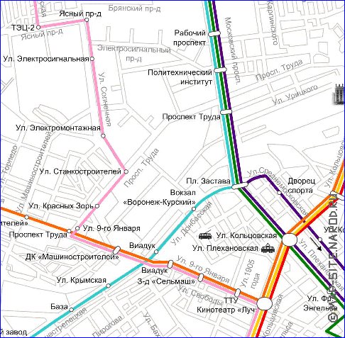 Transporte mapa de Voronej