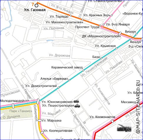 Transporte mapa de Voronej