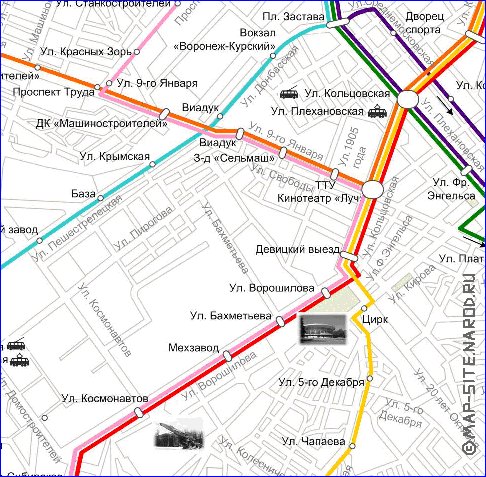 Transporte mapa de Voronej