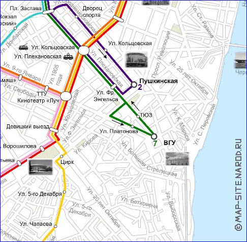 Transporte mapa de Voronej