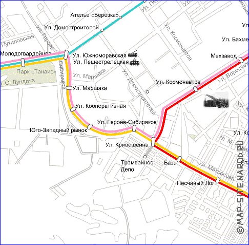 Transporte mapa de Voronej