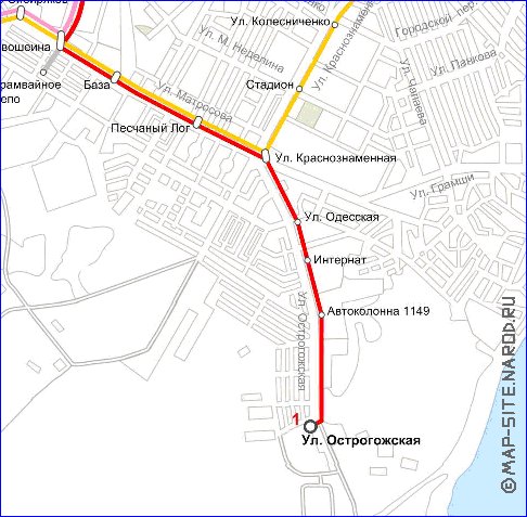 Transporte mapa de Voronej