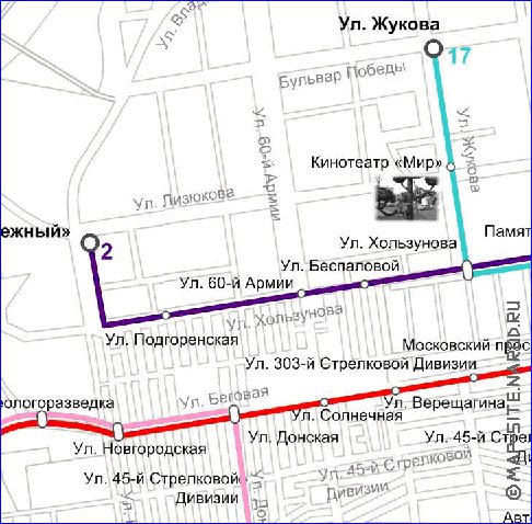 Transporte mapa de Voronej