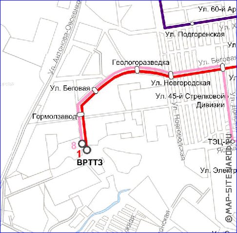 Transporte mapa de Voronej