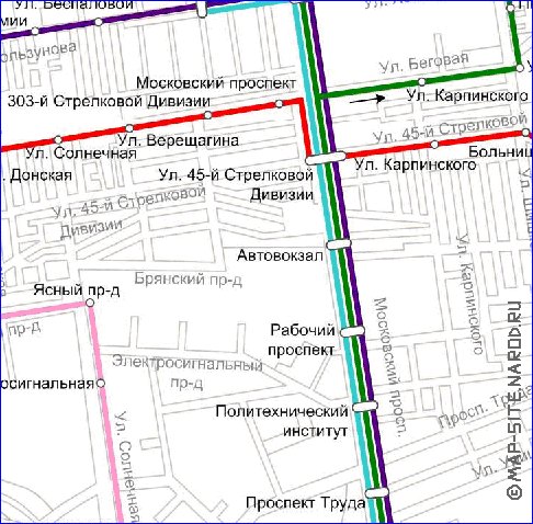 Transporte mapa de Voronej