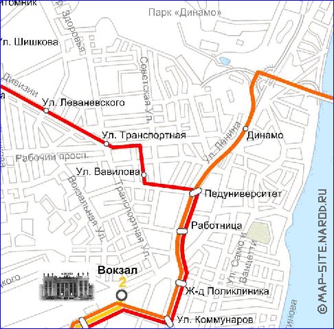 Transporte mapa de Voronej