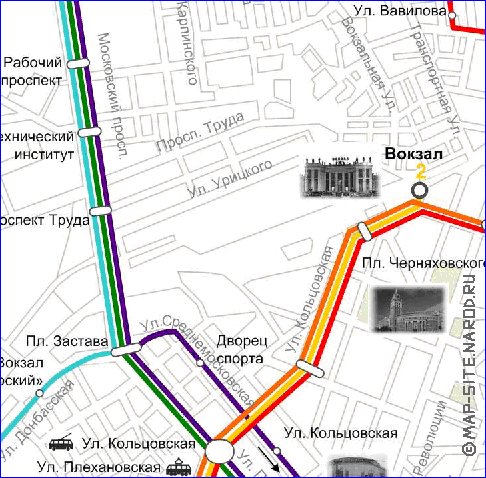 Transporte mapa de Voronej