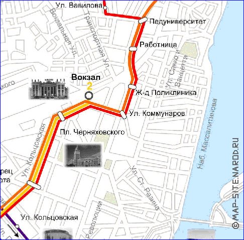 Transporte mapa de Voronej