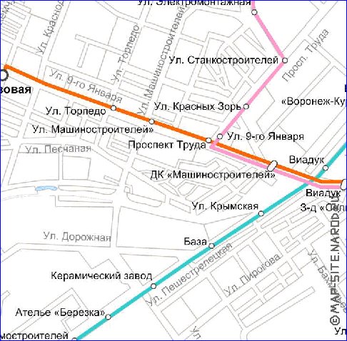 Transporte mapa de Voronej