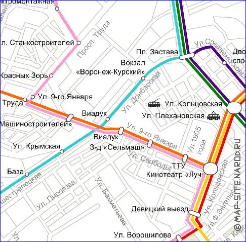 Transporte mapa de Voronej