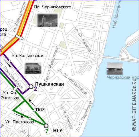 Transporte mapa de Voronej