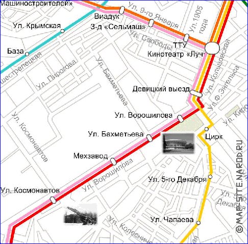 Transporte mapa de Voronej