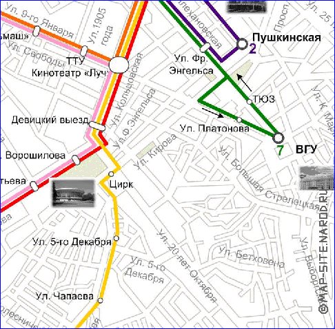 Transporte mapa de Voronej