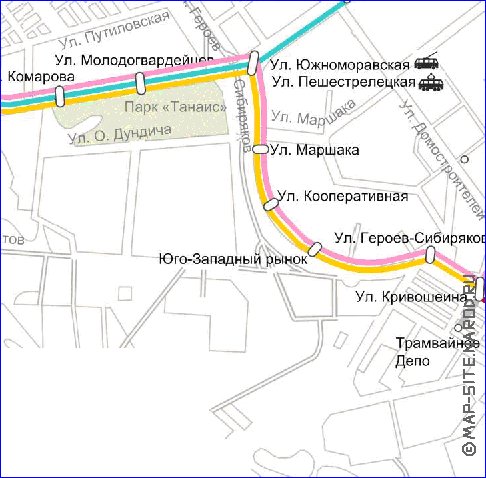 Transporte mapa de Voronej