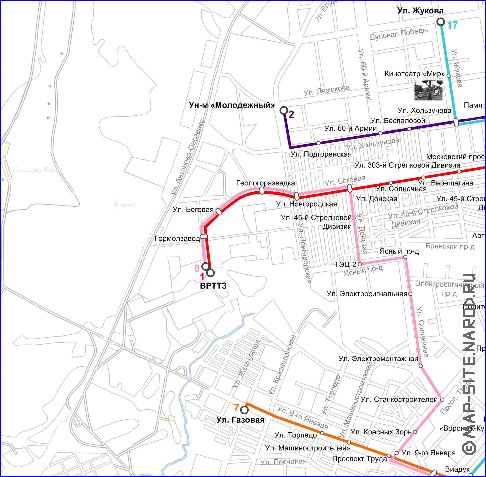 Transporte mapa de Voronej