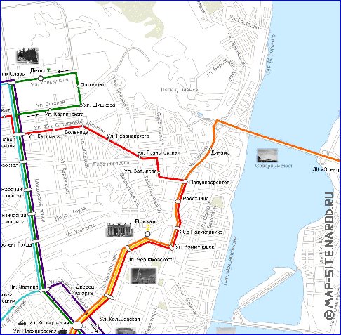 Transporte mapa de Voronej